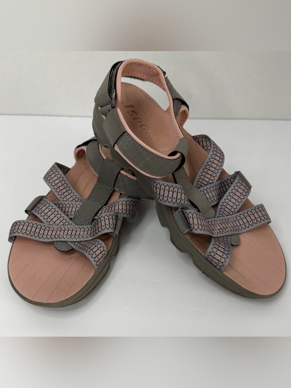 JSport Sport Sandals Size 6M Pink Gray Comfort Outdoor Hiking Sandals